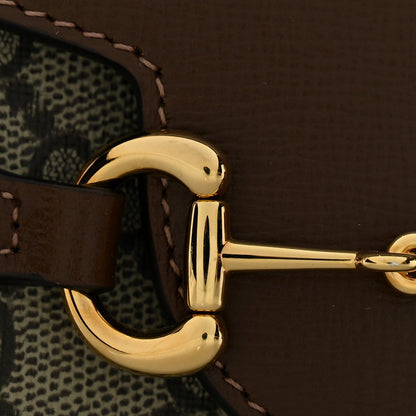 GG Supreme Monogram Mini Horsebit 1955 Shoulder Bag Beige Brown Sugar