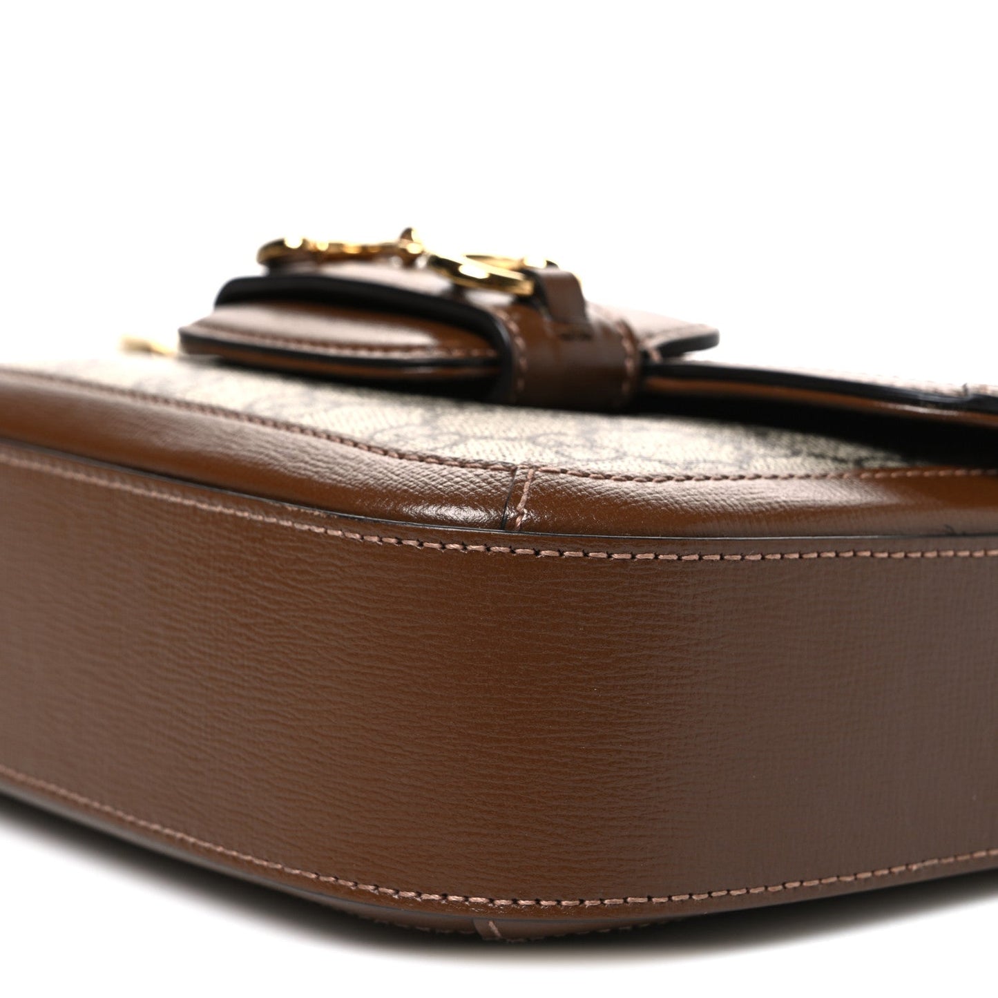 GG Supreme Monogram Web Mini Horsebit 1955 Shoulder Bag Beige Brown Sugar