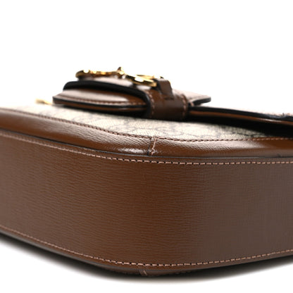 GG Supreme Monogram Web Mini Horsebit 1955 Shoulder Bag Beige Brown Sugar