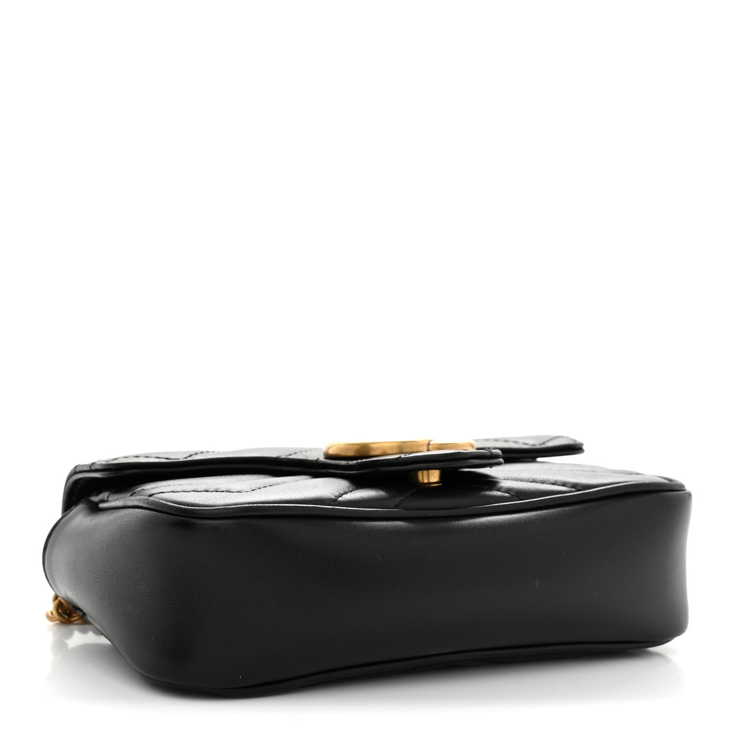 Calfskin Matelasse Super Mini GG Marmont Shoulder Bag Black