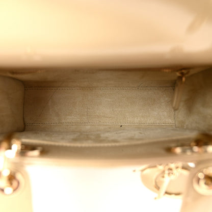 Patent Cannage Small Lady Dior Beige