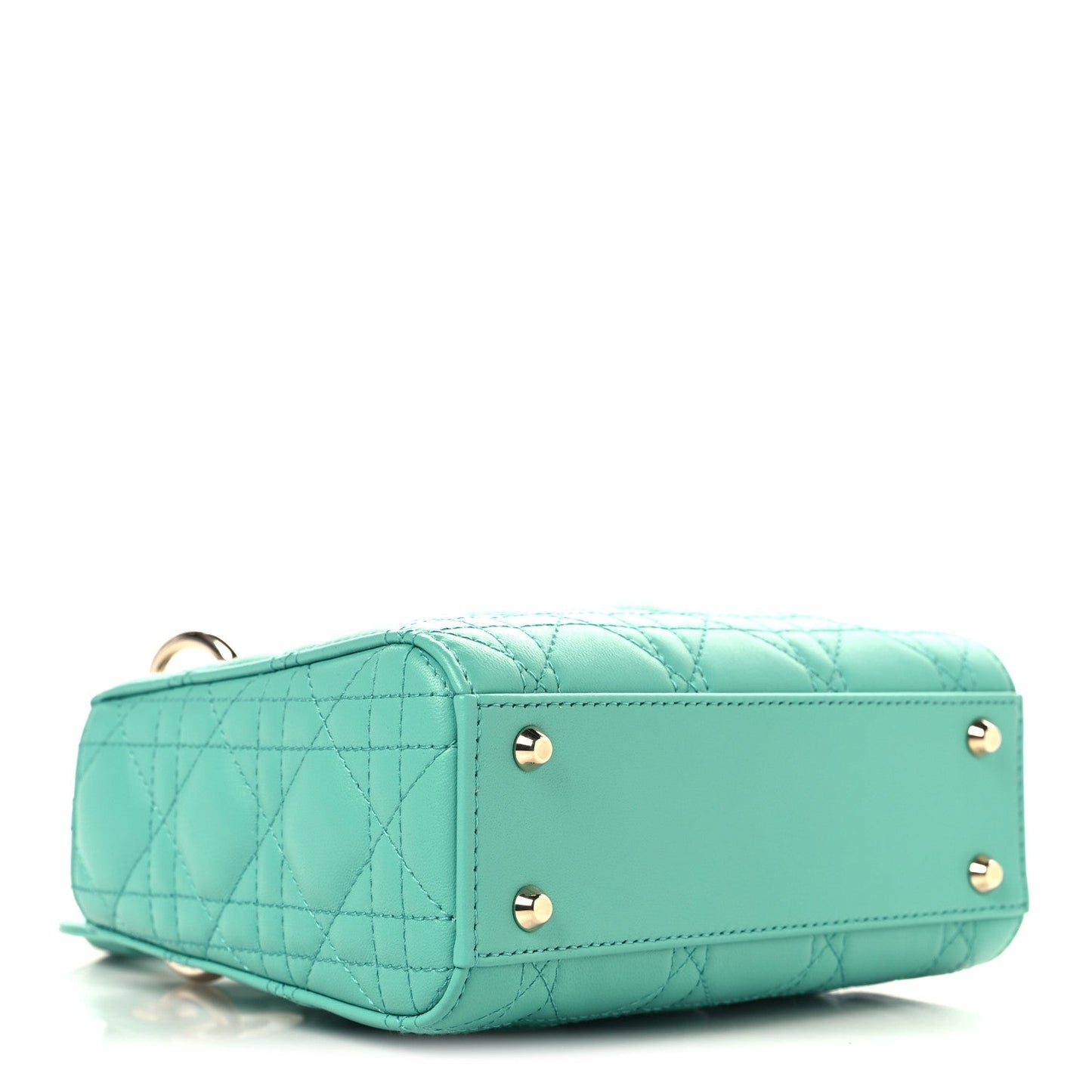 Lambskin Cannage Mini Lady Dior Cobalt Green