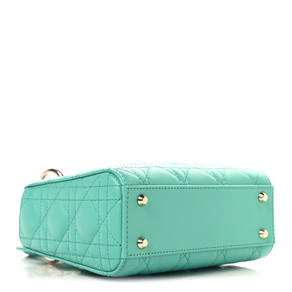 Lambskin Cannage Mini Lady Dior Cobalt Green