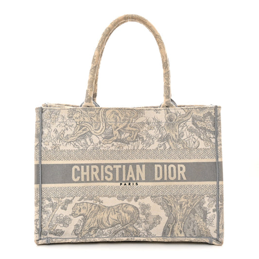 Canvas Embroidered Medium Dioriviera Toile De Jouy Book Tote Gray