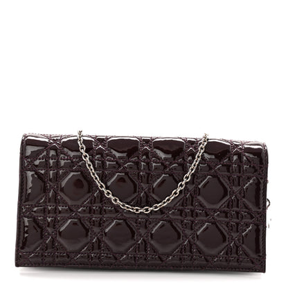 Patent Cannage Lady Dior Chain Wallet Purple