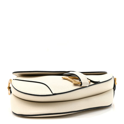 Grained Calfskin Saddle Bag With Strap Latte