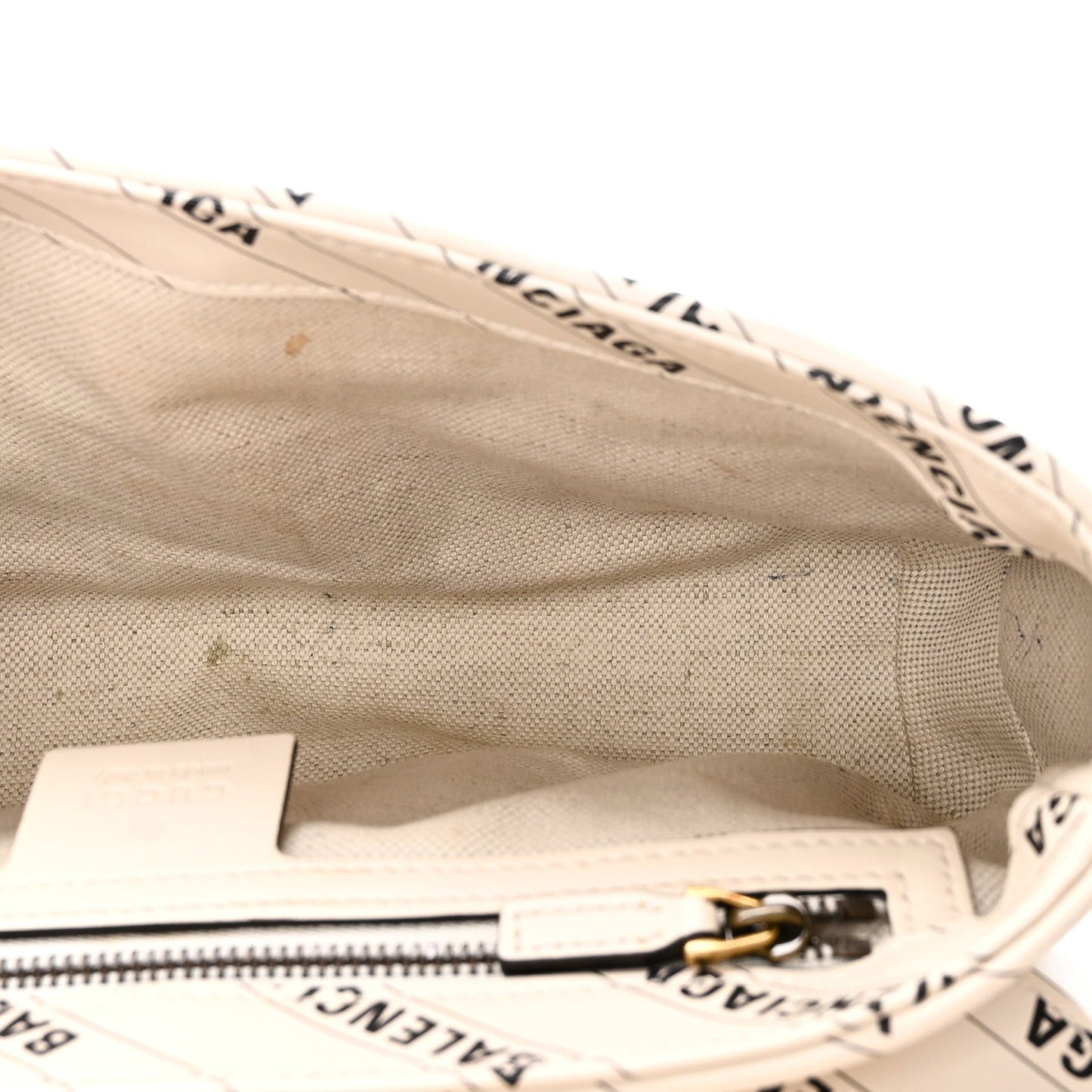 X BALENCIAGA Calfskin Matelasse Logo Print Small GG Marmont Shoulder Bag White
