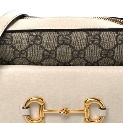 GG Supreme Monogram Small Horsebit 1955 Shoulder Bag Beige Mystic White