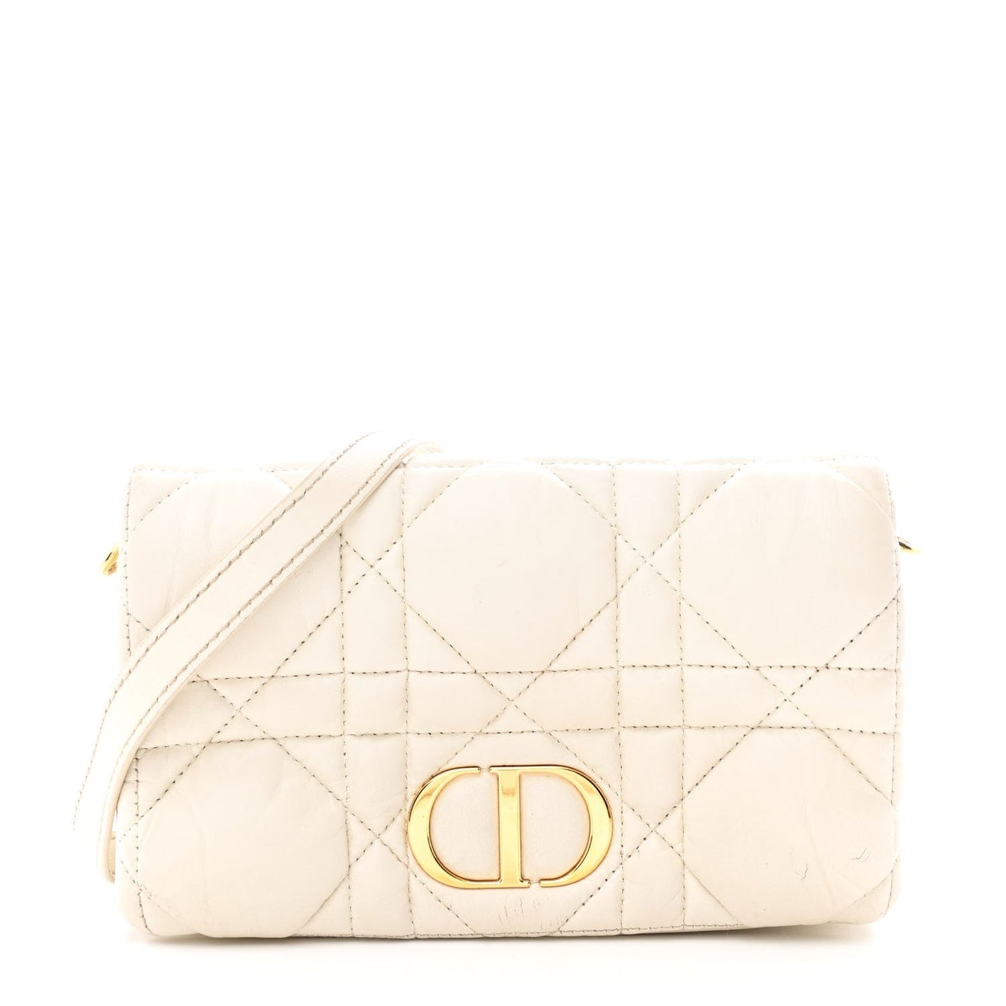 Calfskin Macrocannage Mini Caro Bag White