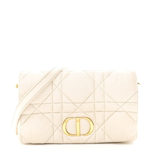 Calfskin Macrocannage Mini Caro Bag White