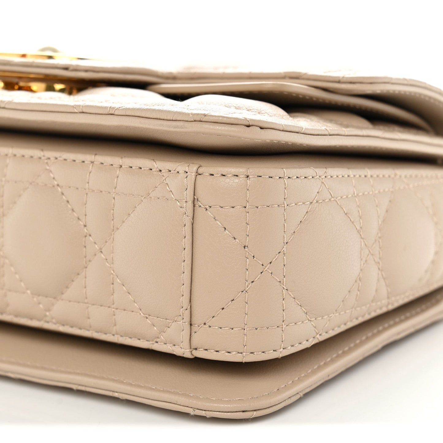 Calfskin Cannage Small Jolie Top Handle Bag Powder Beige