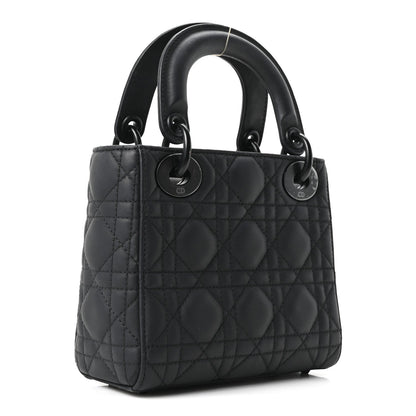 Ultra Matte Calfskin Cannage Mini Lady Dior Black
