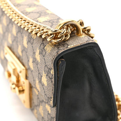 GG Supreme Monogram Bees Small Padlock Shoulder Bag Black