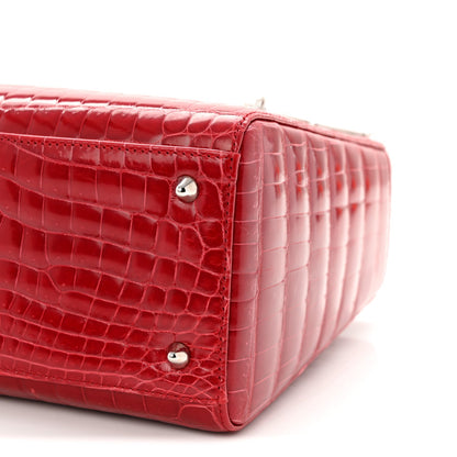 Alligator Medium Lady Dior Red