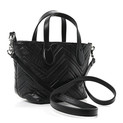 Nappa Chevron Matelasse Small GG Marmont Tote Bag Black