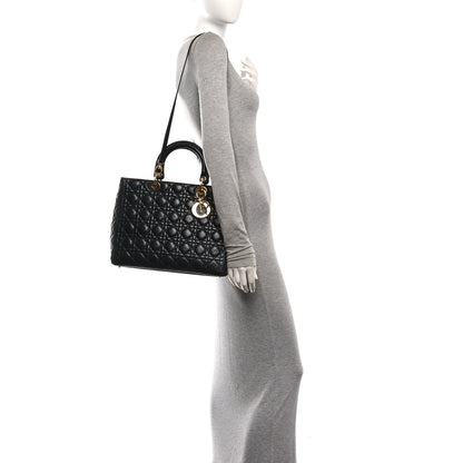 Lambskin Cannage Large Lady Dior Black