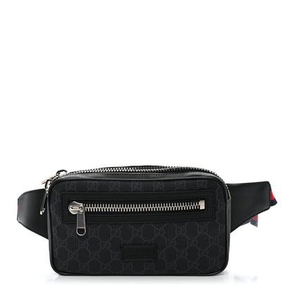 Soft GG Supreme Monogram Web Belt Bag Black Grey
