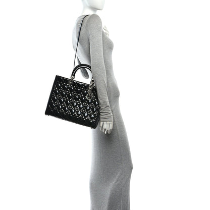 Patent Cannage Large Lady Dior Black