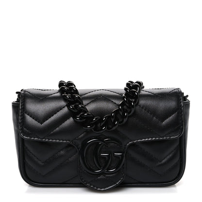 Calfskin Matelasse Monochrome GG Marmont Chain Belt Bag Black