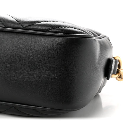 Calfskin Matelasse Small GG Marmont Chain Shoulder Bag Black Black