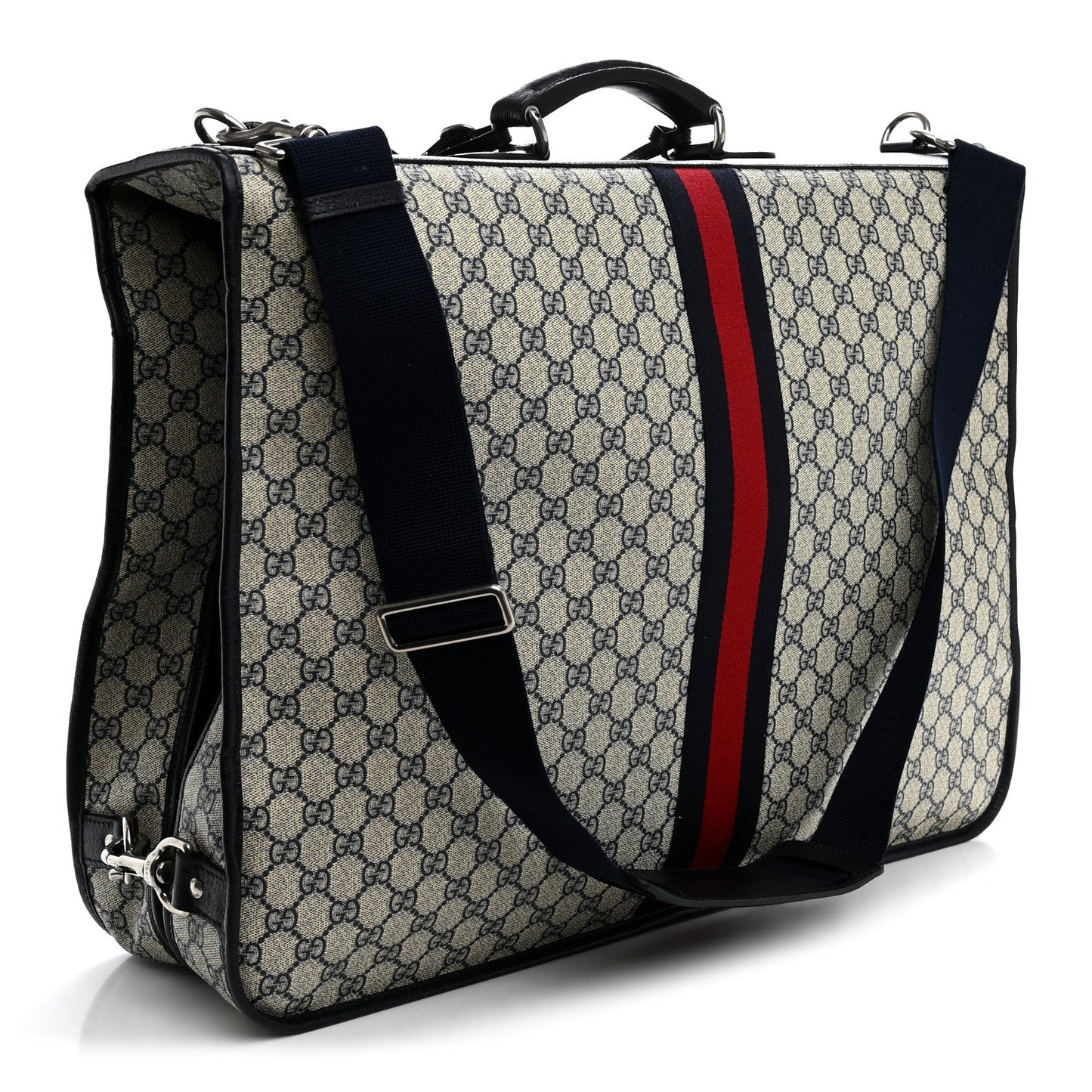 GG Supreme Monogram Web Savoy Garment Bag Beige Blue