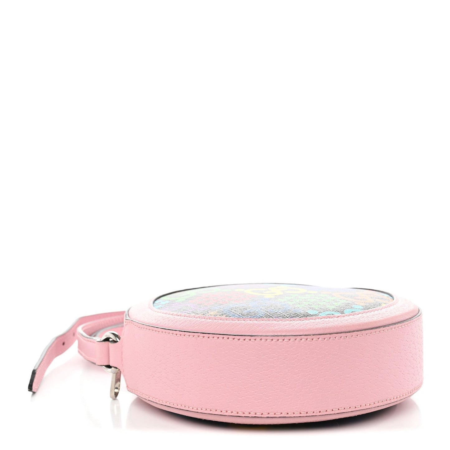 GG Supreme Monogram Psychedelic Round Shoulder Bag Black Multicolor Sugar Pink