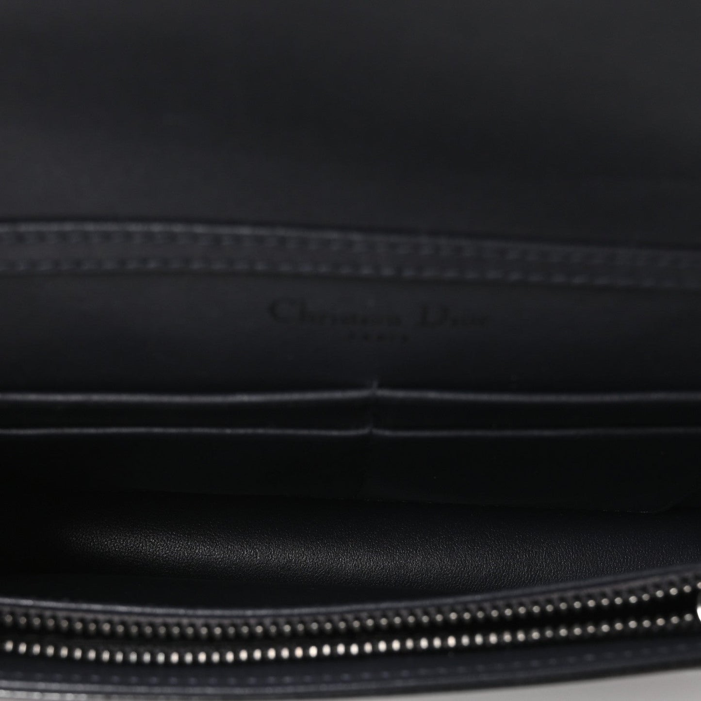 Metallic Patent Micro-Cannage Diorama Wallet on Chain Pouch Onyx Black