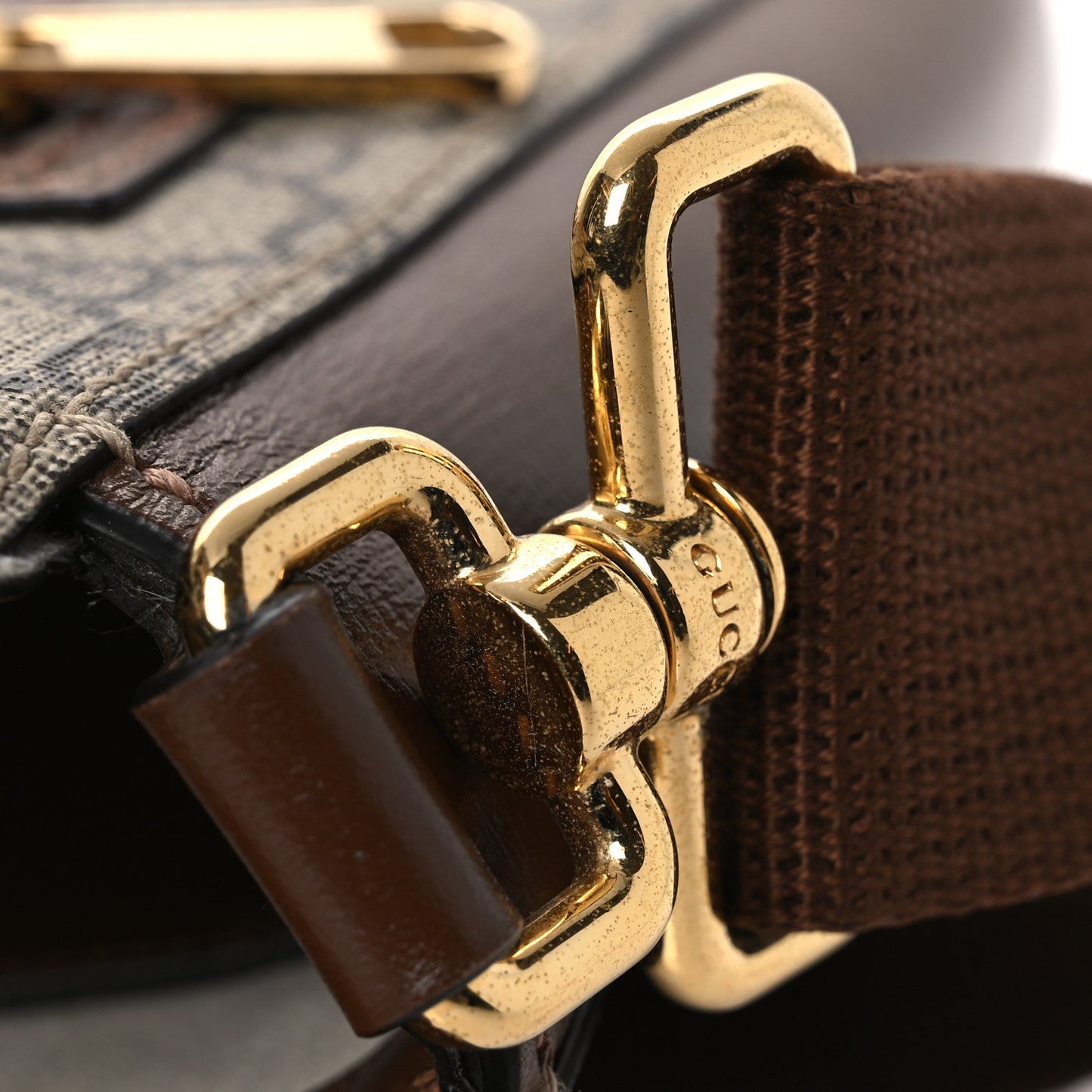 GG Supreme Monogram Azalea Calfskin Retro Interlocking G Flat Messenger Bag Beige Ebony Brown Sugar