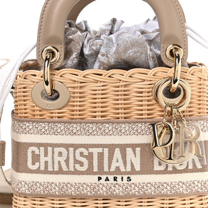 Wicker Oblique Mini Lady Dior Bag Beige