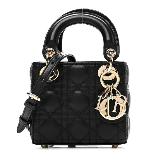 Lambskin Cannage Micro Lady Dior Black