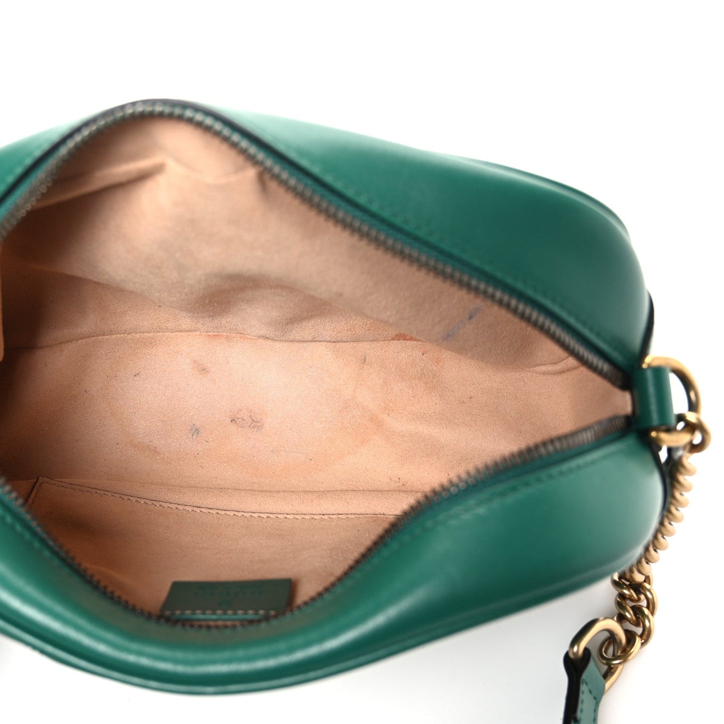 Calfskin Matelasse Small GG Marmont Chain Shoulder Bag Emerald Green