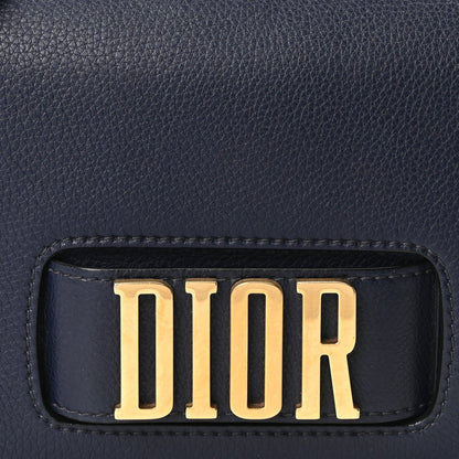 Grained Calfskin Dio(r)evolution Flap Bag Navy Blue