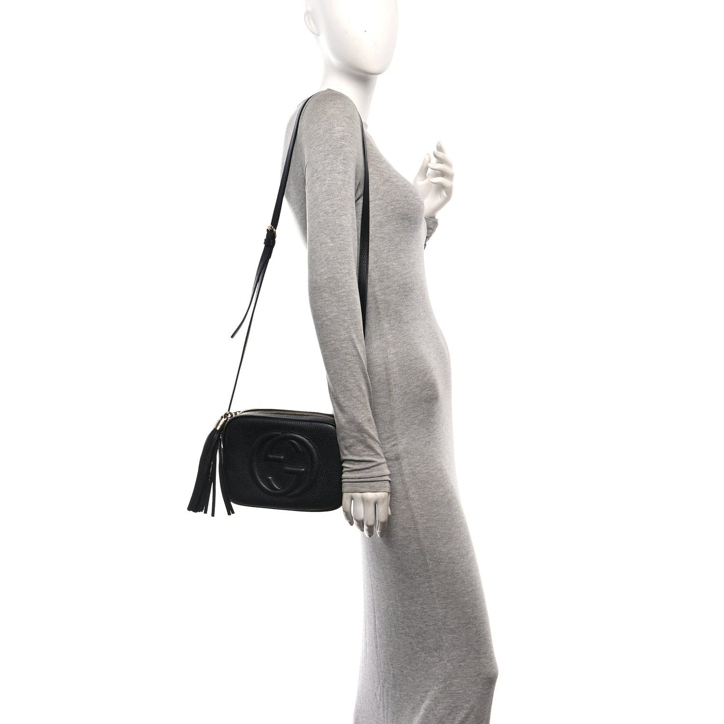 Pebbled Calfskin Small Soho Disco Bag Black