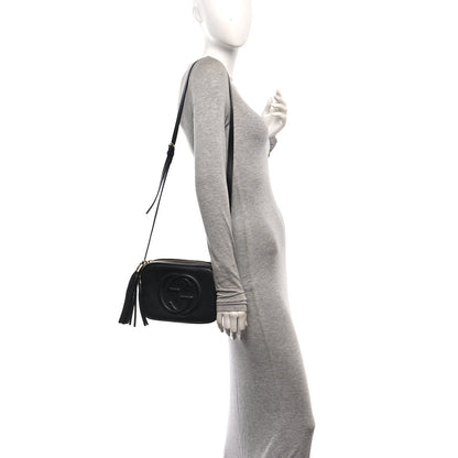Pebbled Calfskin Small Soho Disco Bag Black