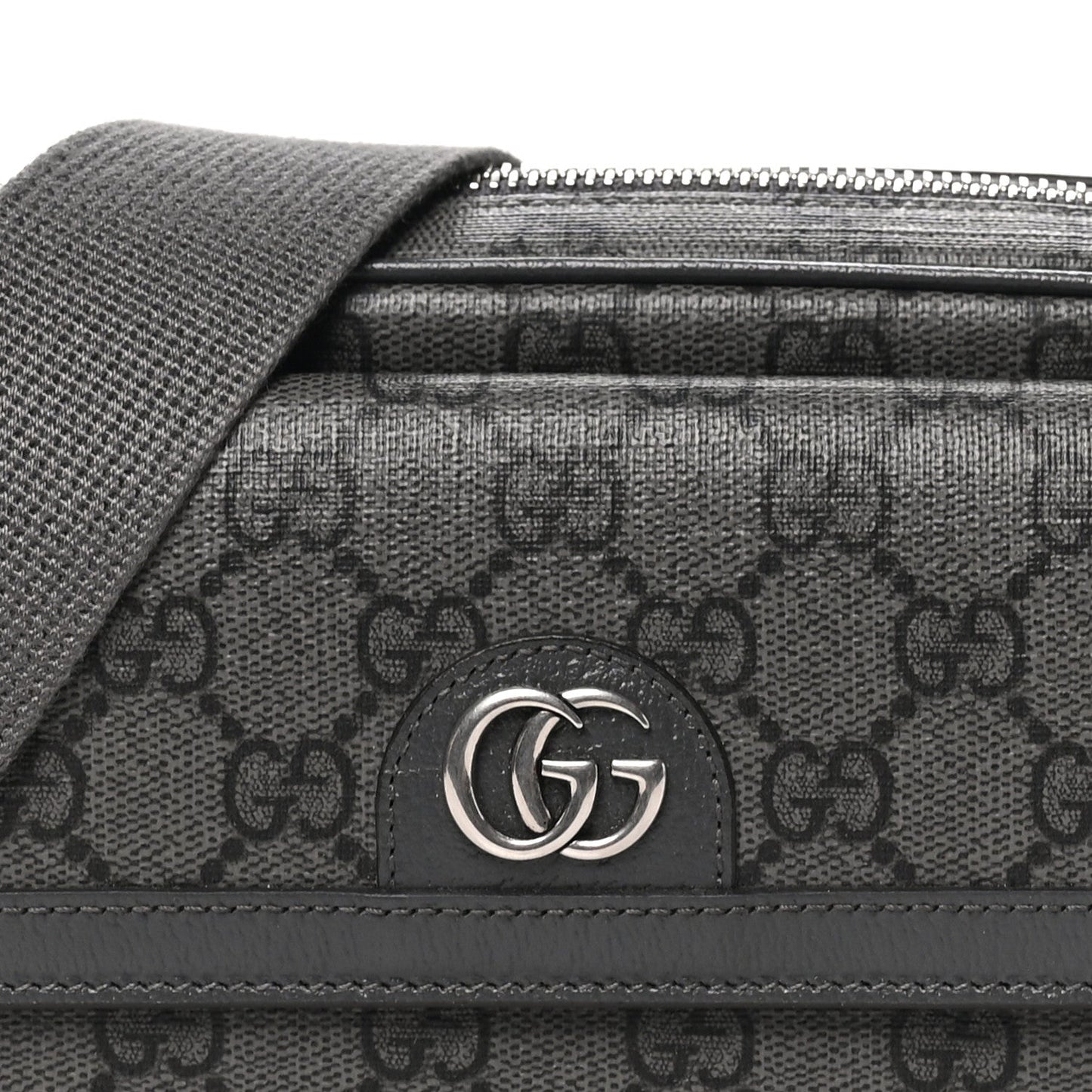 GG Supreme Monogram Textured Dollar Calfskin Mini Ophidia Bag Graphite Grey