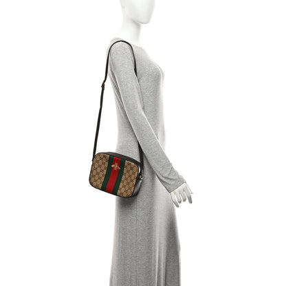 GG Supreme Monogram Web Small Webby Bee Shoulder Bag Dark Brown
