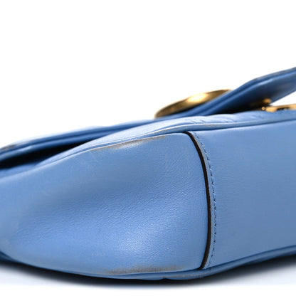 Calfskin Matelasse Mini GG Marmont Shoulder Bag Clear Sky Blue