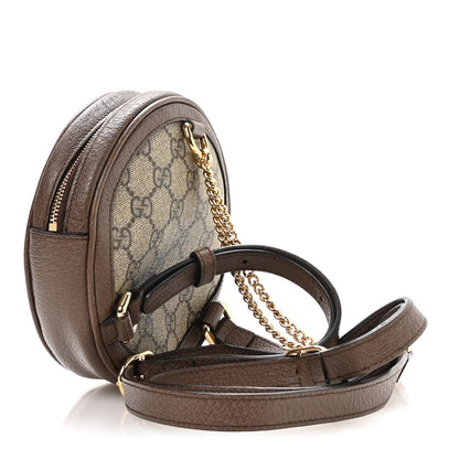 GG Supreme Monogram Web Mini Ophidia Round Backpack Brown