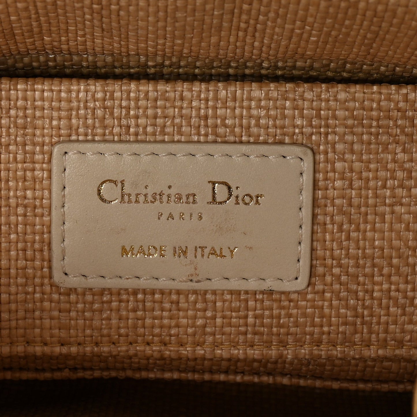 Raffia Macro Cannage Small Lady D-Joy Latte