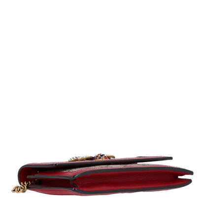 GG Supreme Monogram Web Queen Margaret Chain Wallet Red