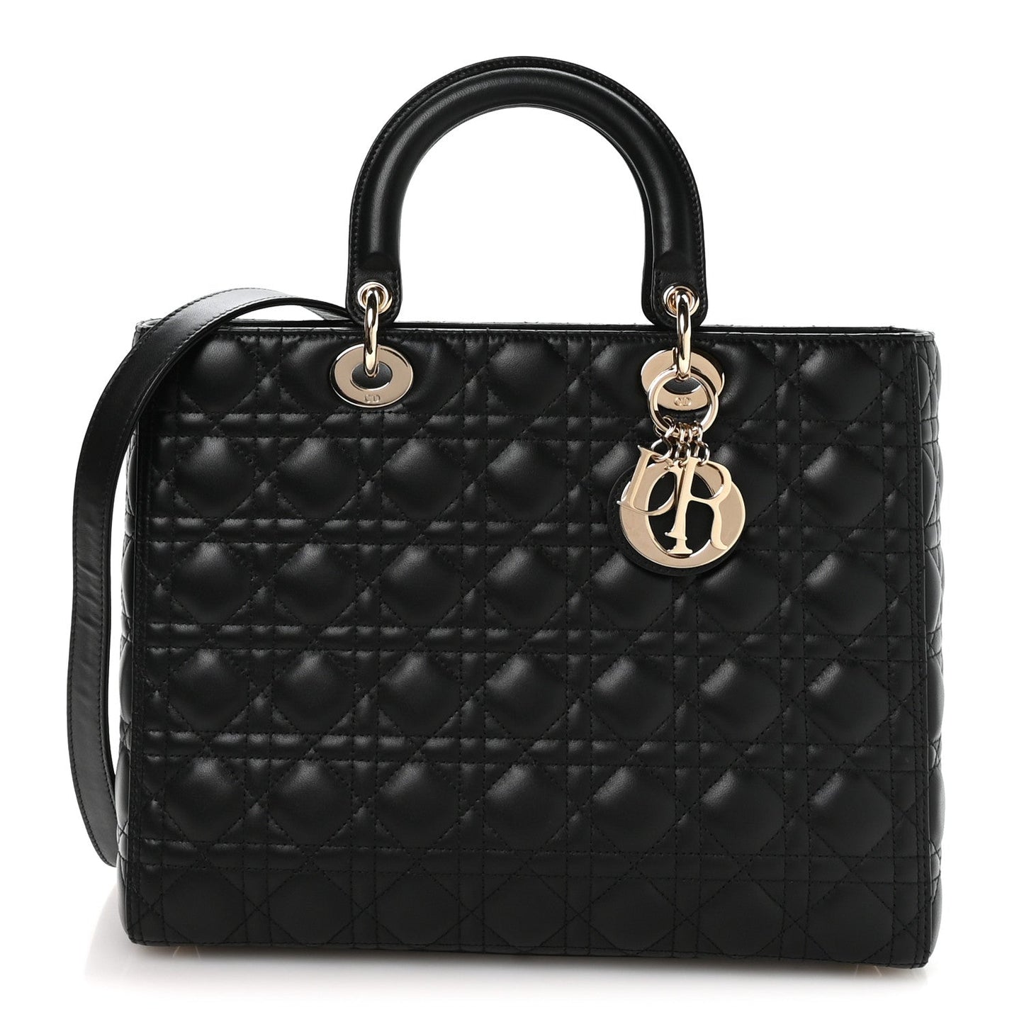 Lambskin Cannage Large Lady Dior Black