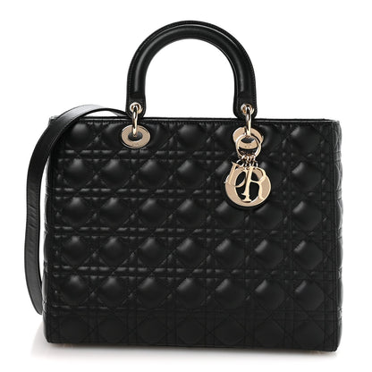 Lambskin Cannage Large Lady Dior Black