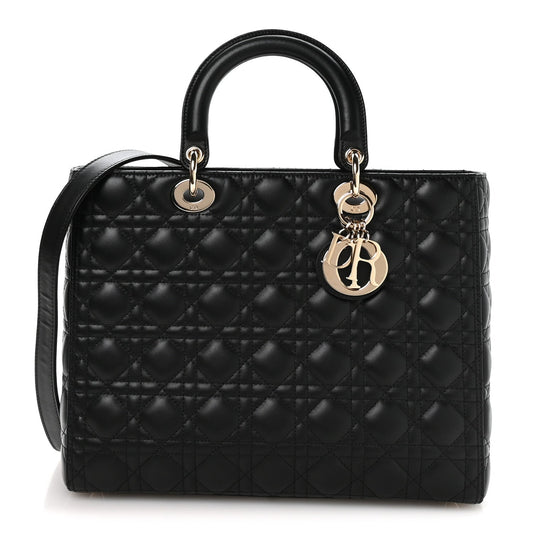 Lambskin Cannage Large Lady Dior Black