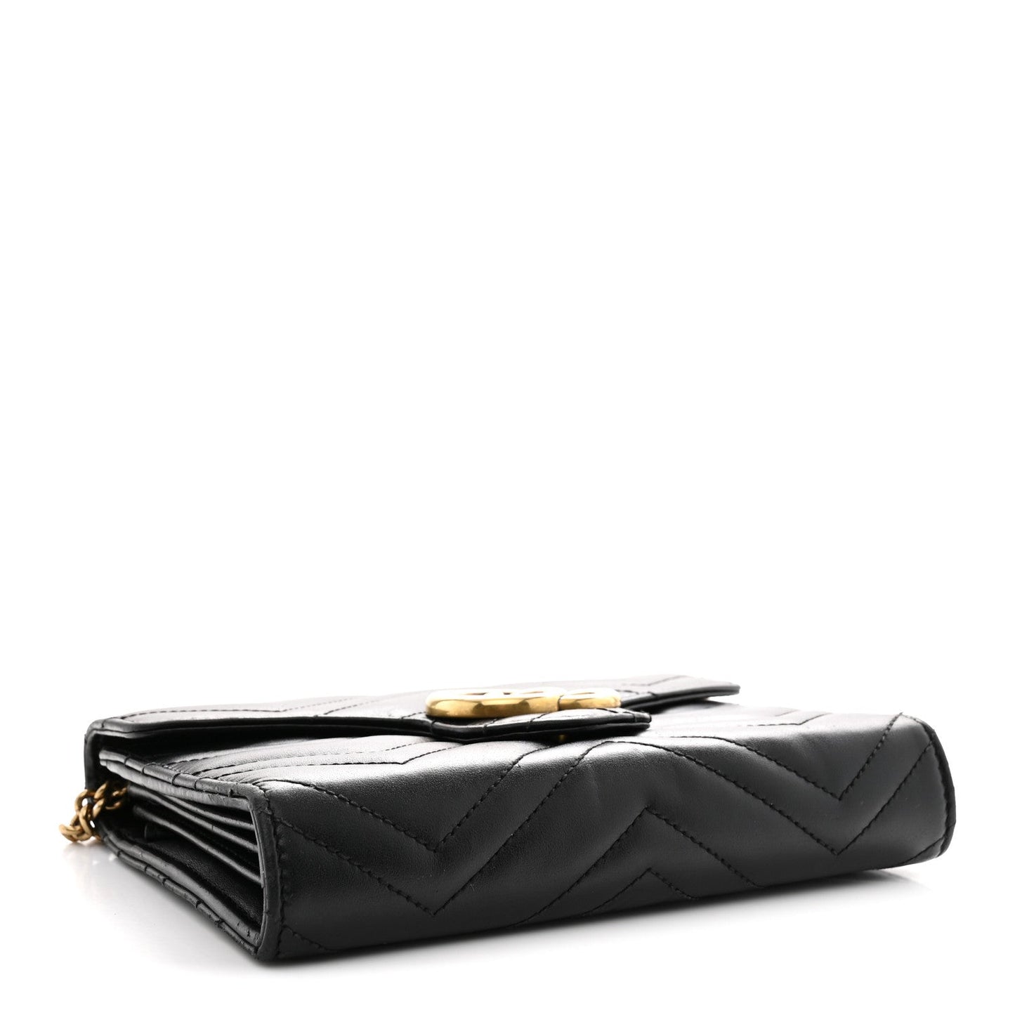 Calfskin Matelasse GG Marmont Chain Wallet Black