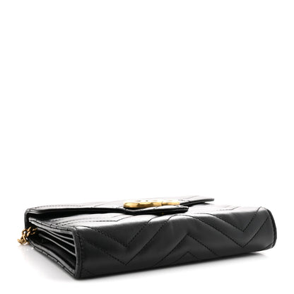 Calfskin Matelasse GG Marmont Chain Wallet Black
