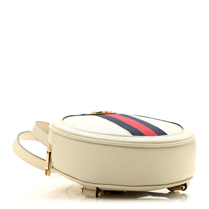 Textured Calfskin Web Mini Ophidia Round Backpack Mystic White