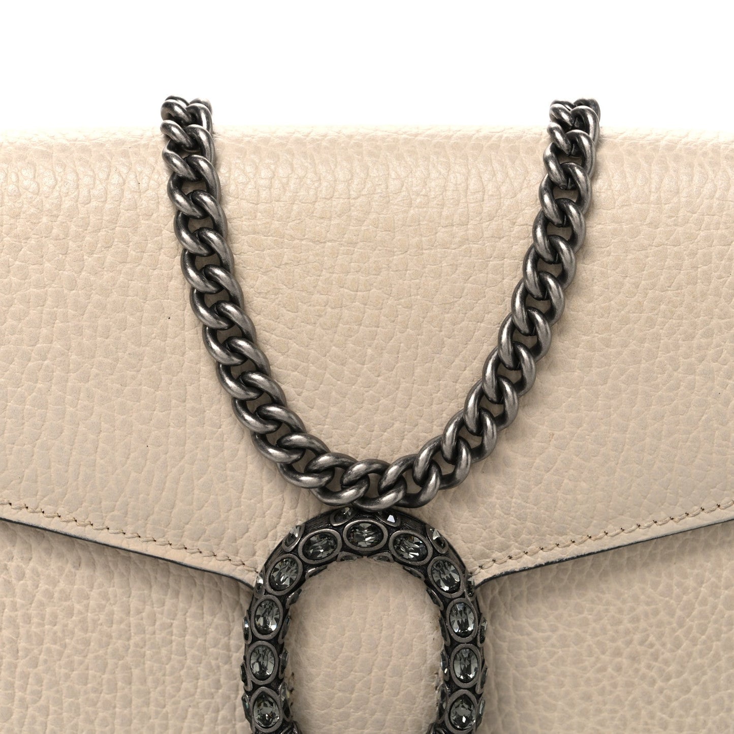 Dollar Calfskin Mini Dionysus Chain Wallet Mystic White