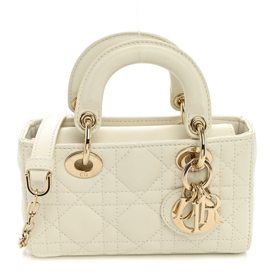 Lambskin Cannage Micro Lady D-Joy Latte