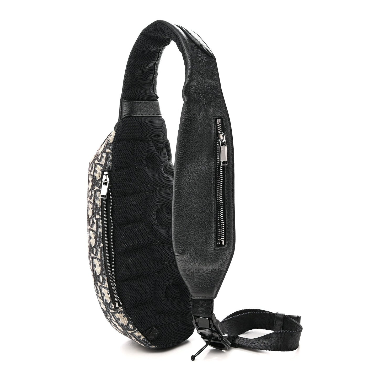 Grained Calfskin Oblique Scarab Sling Bag Blue Black