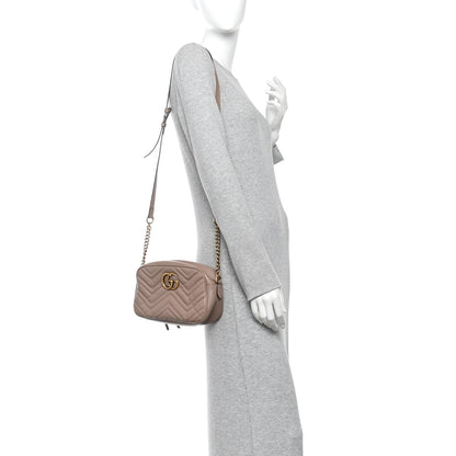 Calfskin Matelasse Small GG Marmont Chain Shoulder Bag Porcelain Rose